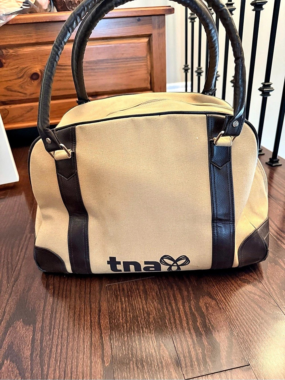 TNA Duffle Bag Travel Bag in Brown & Beige